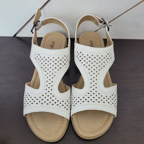 NEW Easy Street Alba Womens White Slingback Cut out Sandals 8M - Picture 3 of 10